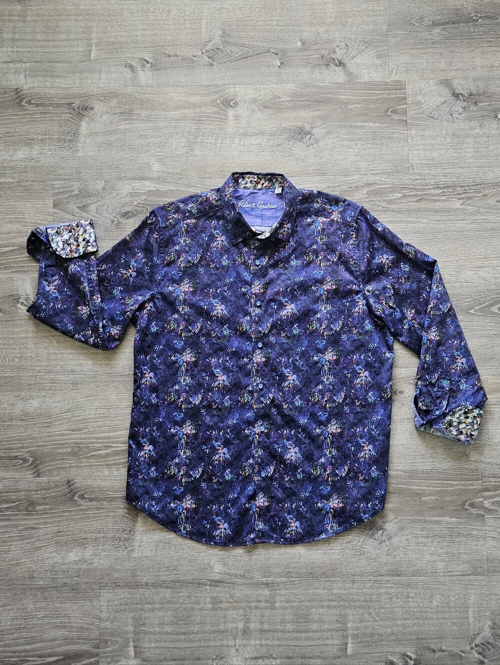 Robert Graham Merrick Cotton Button Down Shirt Long Sleeve Abstract Geometric XL